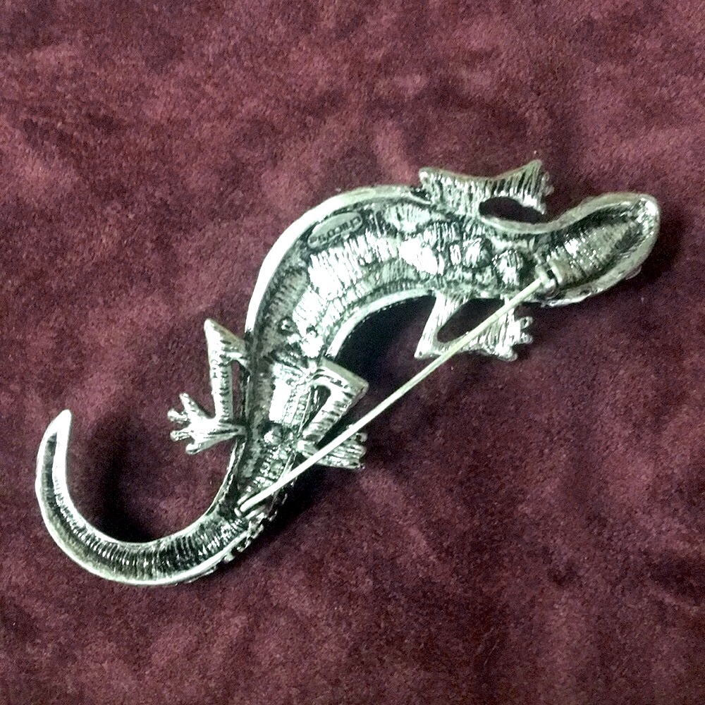Large Silver & Marcasite Reptile Brooch - Picture 2 of 6